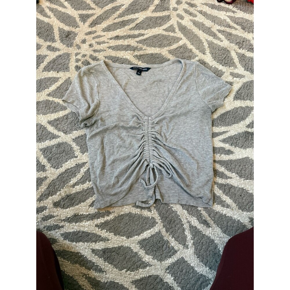 Gray Ribbed Ruched Front Calvin Klein Jeans Top
